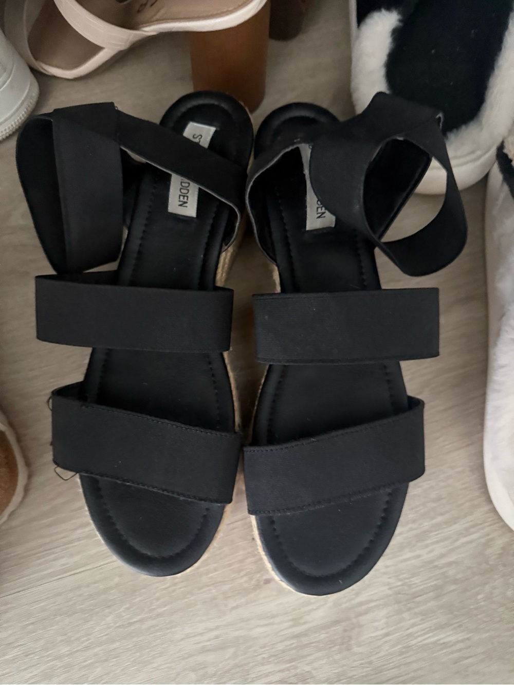 Steve Madden Black Strappy Espadrille Sandals